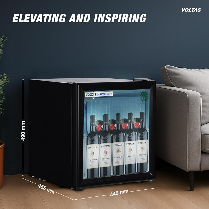 Voltas 50 Litres, Counter Top Glass Door Mini Bar/Visi Cooler, With Antibacterial Gasket (VC GT 50, Black)