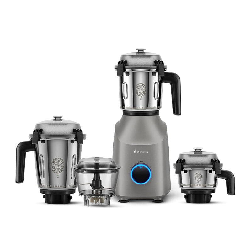 Atomberg Tavi Mixer Grinder | 𝟏𝟏𝟎𝐕 𝐎𝐧𝐥𝐲 𝐟𝐨𝐫 𝐔𝐒 & 𝐂𝐚𝐧𝐚𝐝𝐚 | Unique Coarse Mode for Silbatta-Like Texture | Intelligent 600W Motor | 4 Jars Including Chopper Jar | Matte Sand Grey