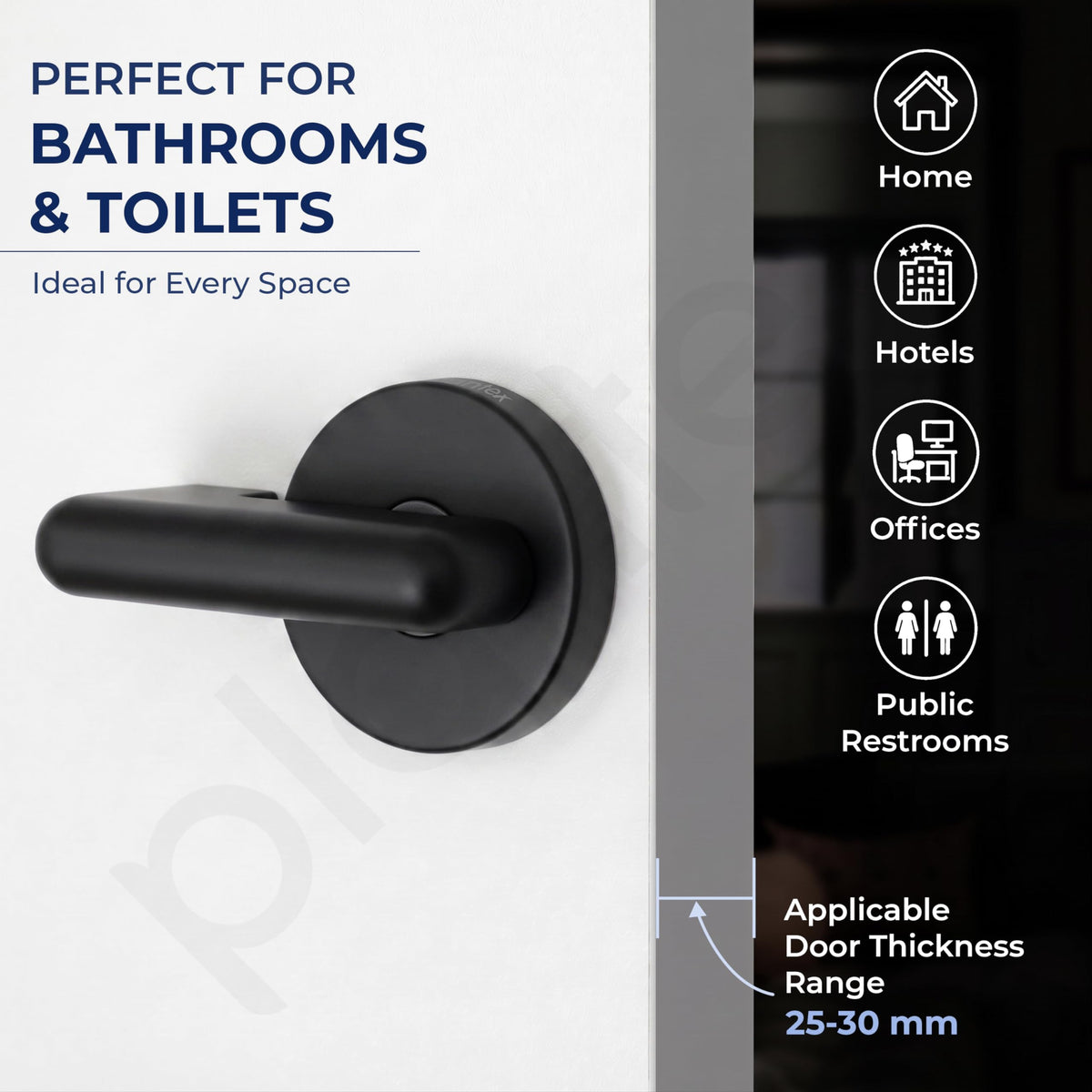Plantex Bathroom Indicator Lock/Stainless Steel Indicator Deadbolt for Home/Toilet Partition Door Lock/Round Indicator Bolt Bathroom - Pack of 1 (Black)-5