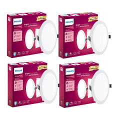 Philips 15W Round AP Plus UltraGlow LED DL Recessed LED Panel Ceiling Light (Pack of 4,Warm White)-Plastic