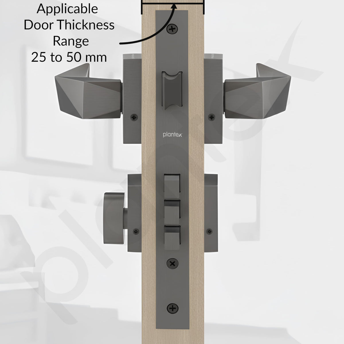 Plantex Door Lock for Home/Main Door Lock Set with 3 Years Warranty/Mortise Lock with Brass Lock Body & Cylinder with 3 Brass Key - (7129, Grey)-3