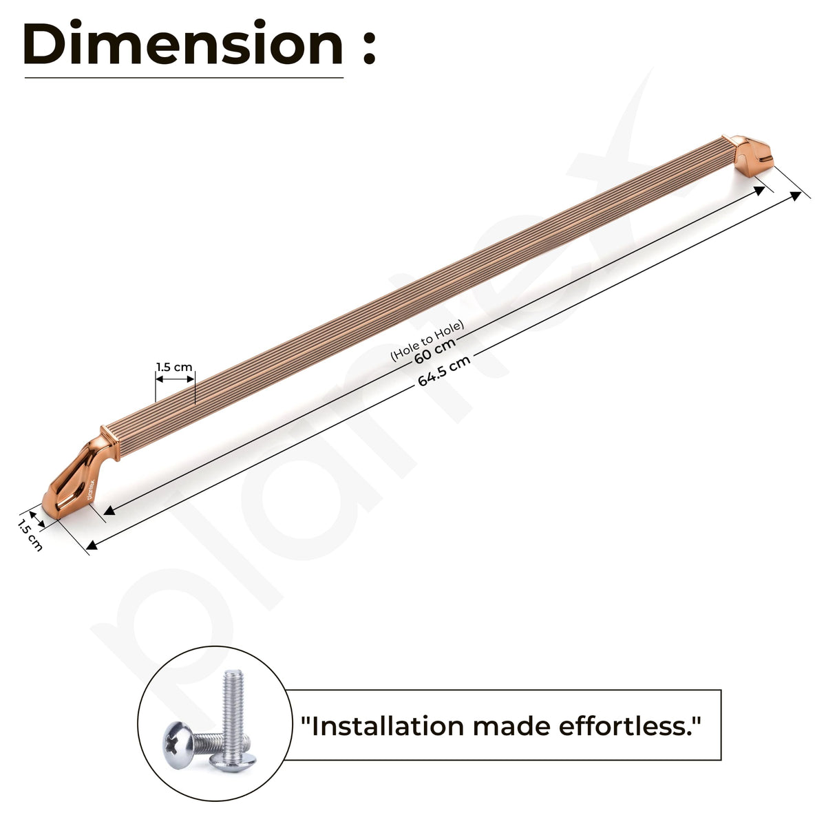Plantex Aluminium Cabinet Handle/600mm Wardrobe Handle for Home/Cupboard Door Pull-Push Handles for Office - Pack of 1 (Rose Gold)-2