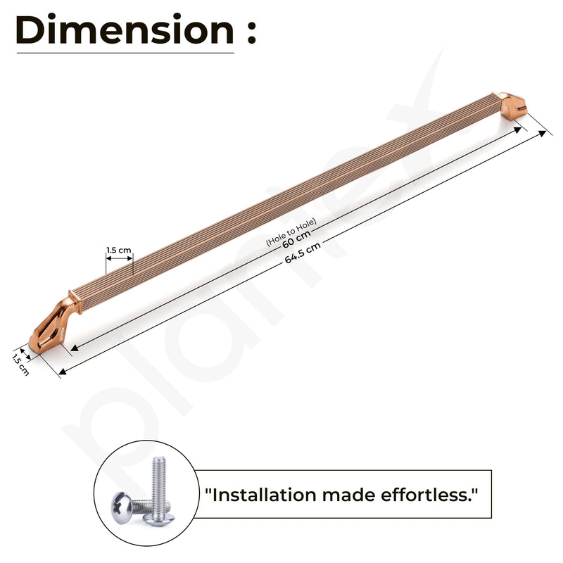 Plantex Aluminium Cabinet Handle/600mm Wardrobe Handle for Home/Cupboard Door Pull-Push Handles for Office - Pack of 1 (Rose Gold)-2