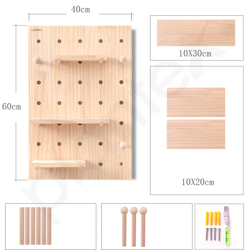 Plantex Multipurpose Pine Wood Pegboard for Home/Wood Display Shelf/Wall Organizer for Bedroom/Kitchen/Bathroom - (24x16 inches)-2