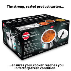 Hawkins 5 Litre Triply Contura Pressure Cooker, Triply Stainless Steel Induction & Contura shaped Cooker, Silver (SSTCO50)