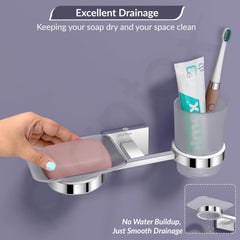 Plantex 304 Stainless Steel Soap and Brush Holder for Bathroom/Soap Dish/Tumbler Holder/Bathroom Accessories (Benz - Chrome)-6