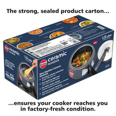 Hawkins 1.5 Litre Ceramic Nonstick Pressure Cooker, Induction Inner Lid Baby Cooker, Granite Contura shaped Cooker, Blue (ICC15)