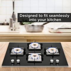 Faber Hob/Hobtop 3 Brass Burner, Electric Auto Ignition, Glass Top(HOB Orion 753 HD BB EBK) Black