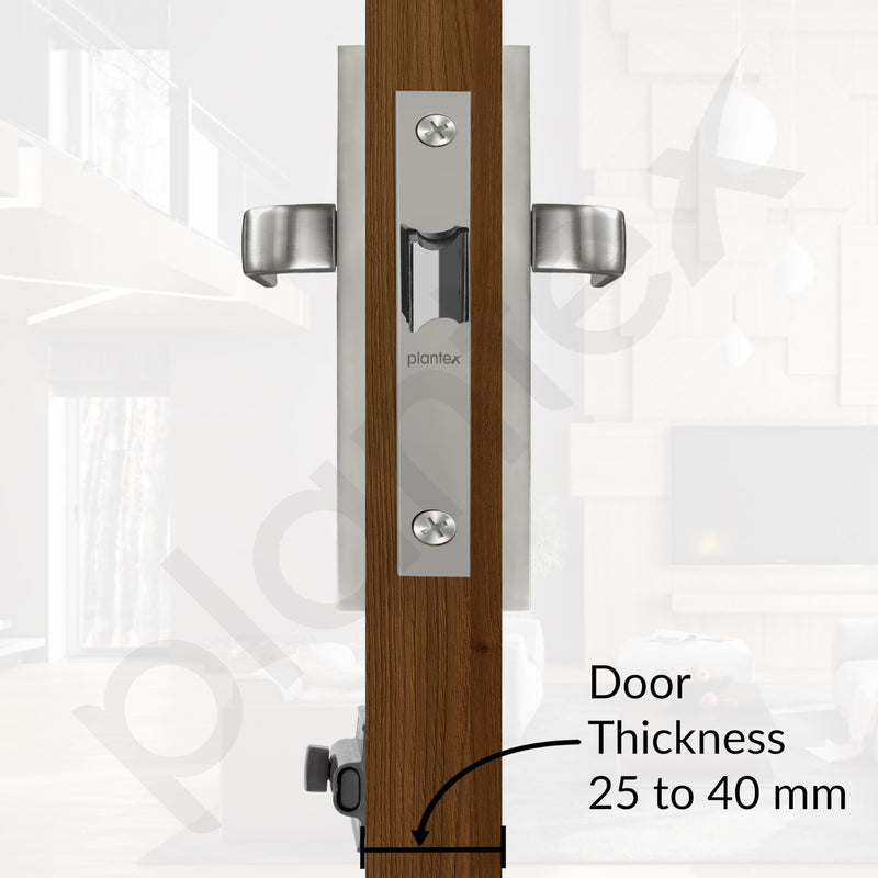 Plantex Heavy Duty Door Lock “ Bathroom Door Lock/Mortise 8inch Keyless Plate Handle Set for Home/Bathroom/Store Room/Balcony/Office with Baby Latch (8107, Matt)-5