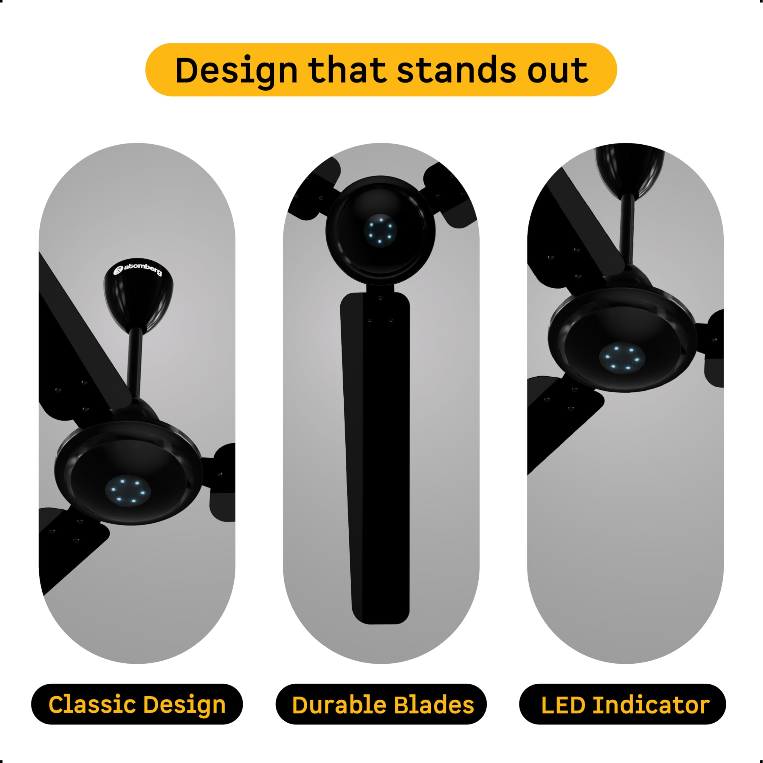 atomberg Ikano 900mm BLDC Ceiling Fan with Remote Control | BEE 5 star Rated Energy Efficient Ceiling Fan | High Air Delivery with LED Indicators | 3 Year Warranty (Gloss Ivory)