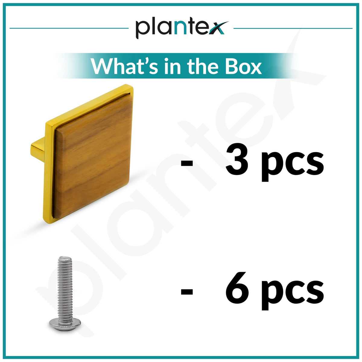 Plantex Knobs for Drawer | Square Drawer Knobs | Knobs for Cabinets | Pull-Push Knobs for Kitchen & Bedroom Drawer - Pack of 3 (Big, Gold & Wood)-5