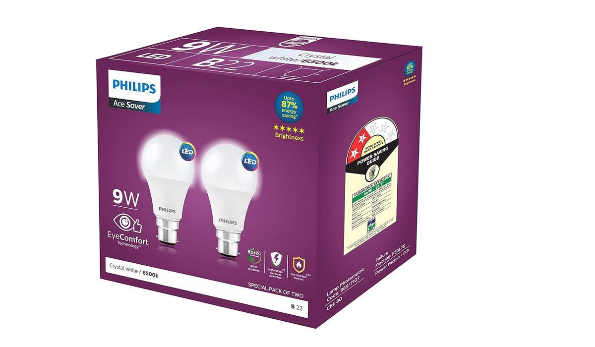 Philips 9W LED Light, 2 Pack, (Invictus_EAN_IHBIGJGGIAJBJ_GM) (Pack of 2)