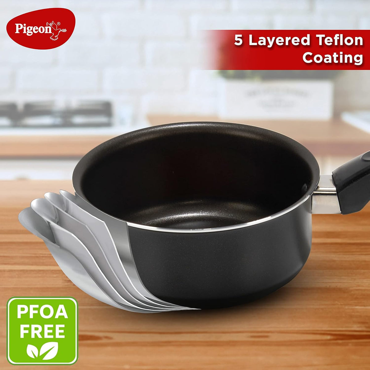 Pigeon Favourite 7 Piece Non-Stick Cookware Gift Set - Fry Pan, Kadhai, Lid, Sauce Pan, Spatula, Tadka Pan