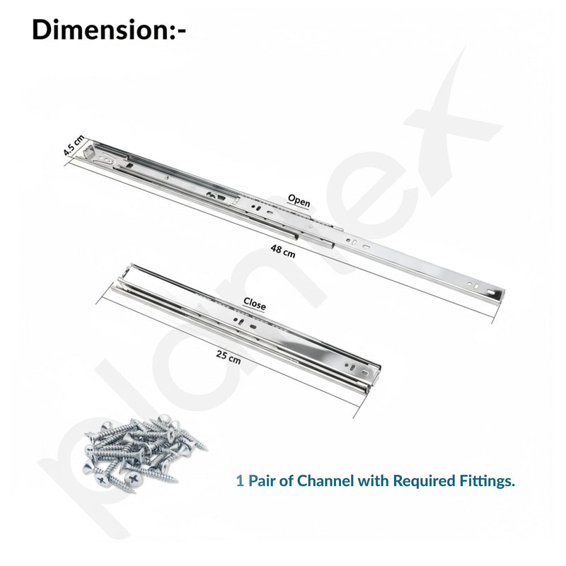 Plantex Drawer Channel/Ball Bearing Regular Close Channel for Drawer/Telescopic Drawer Channel for Wooden & Metals Drawers in Kitchen, Wardrobe, (10-Inch,Silver) Pair-3