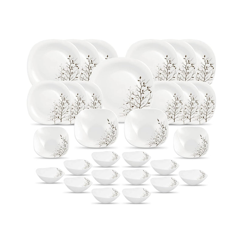 La Opala Diva, Quadra Collection, Opal Glass Dinner Set 29 pcs, Autumnal, White, Standard