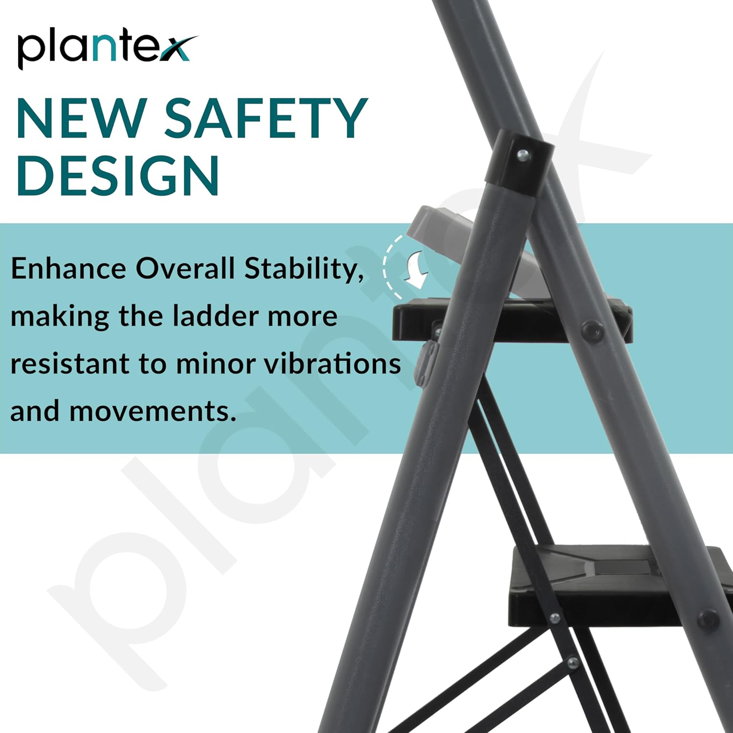 Plantex GI Steel 4-Step Ladder for Home/Easy to fold/Anti-Skid Wide Steps Ladder - (Aura, Black & Grey)