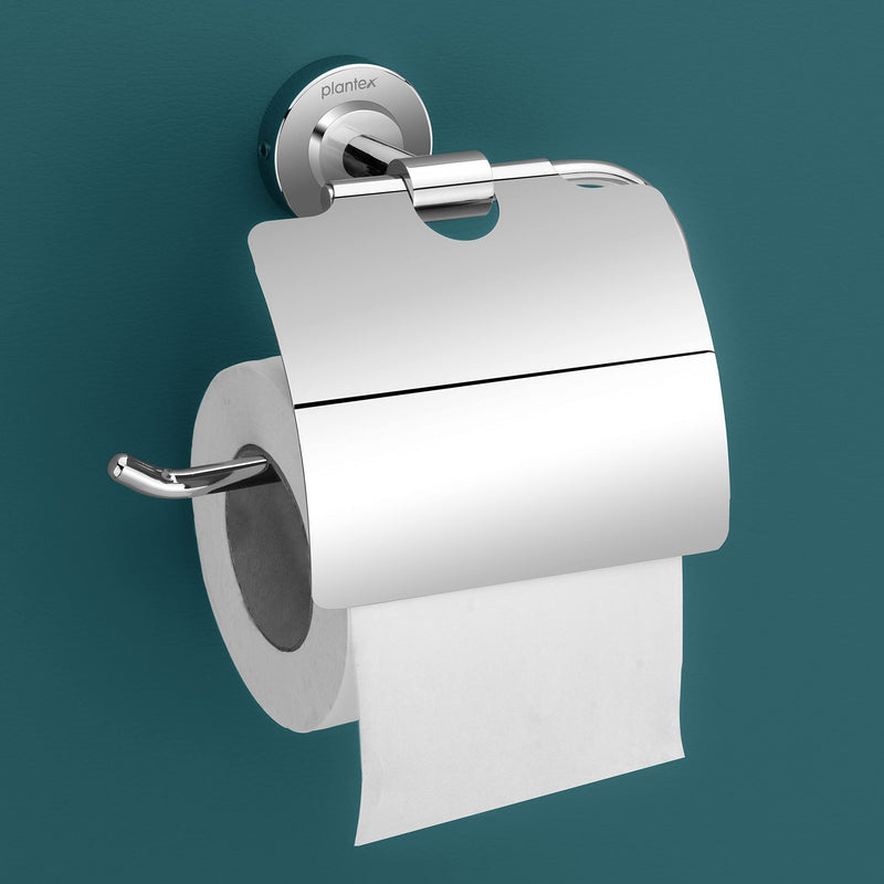 Plantex 304 Grade Stainless Steel Washroom Set of 2 - Toilet Paper Holder/Stand/Liquid Soap Dispenser - Daizy (Chrome)-3