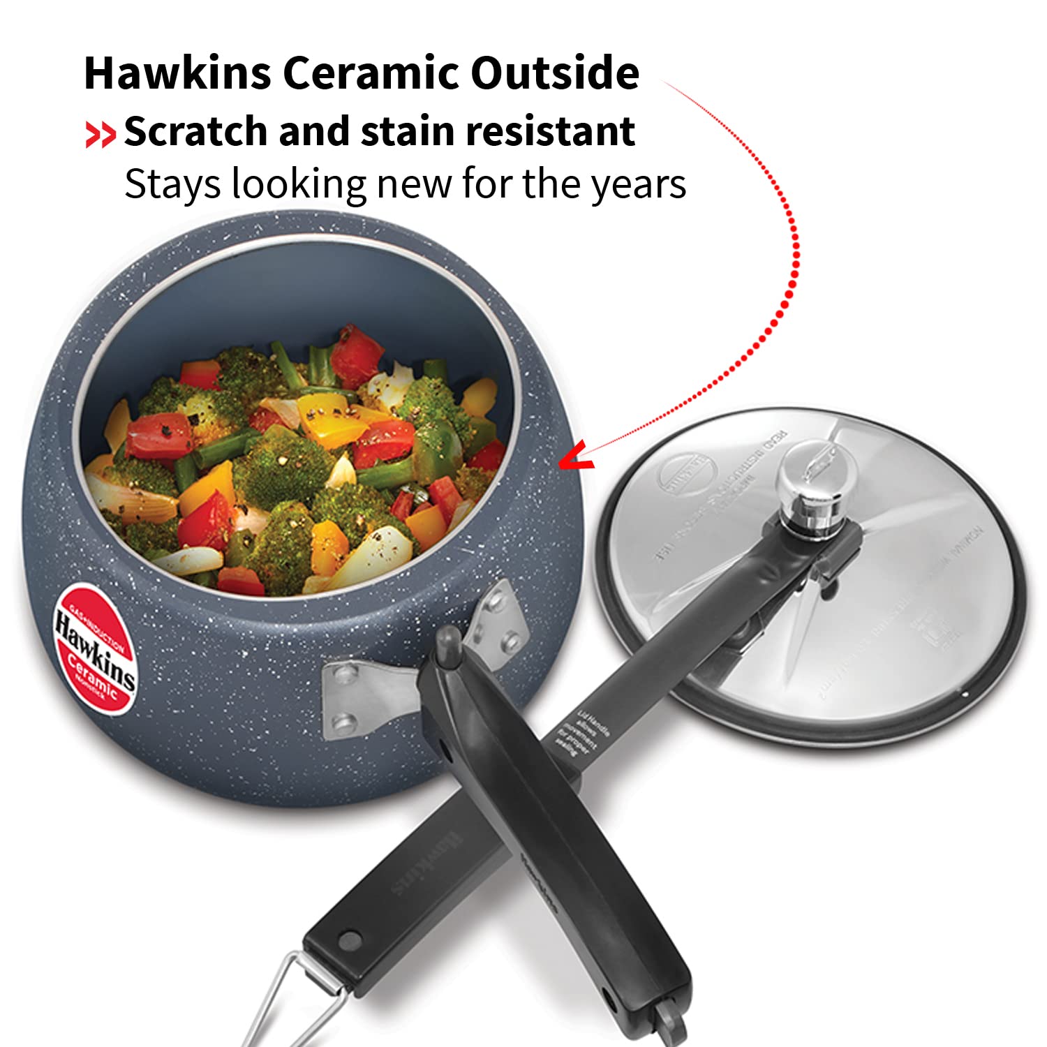 Hawkins 3 Litre Ceramic Nonstick Pressure Cooker, Induction Inner Lid Cooker, Blue (ICC30)