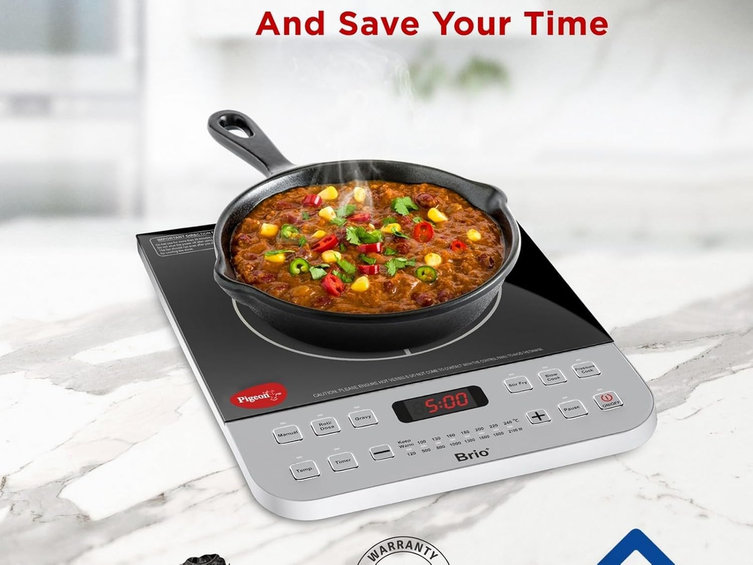 Pigeon by Stovekraft Brio Plus Induction Stove 2100 Watts for Fast and Easy Cooking