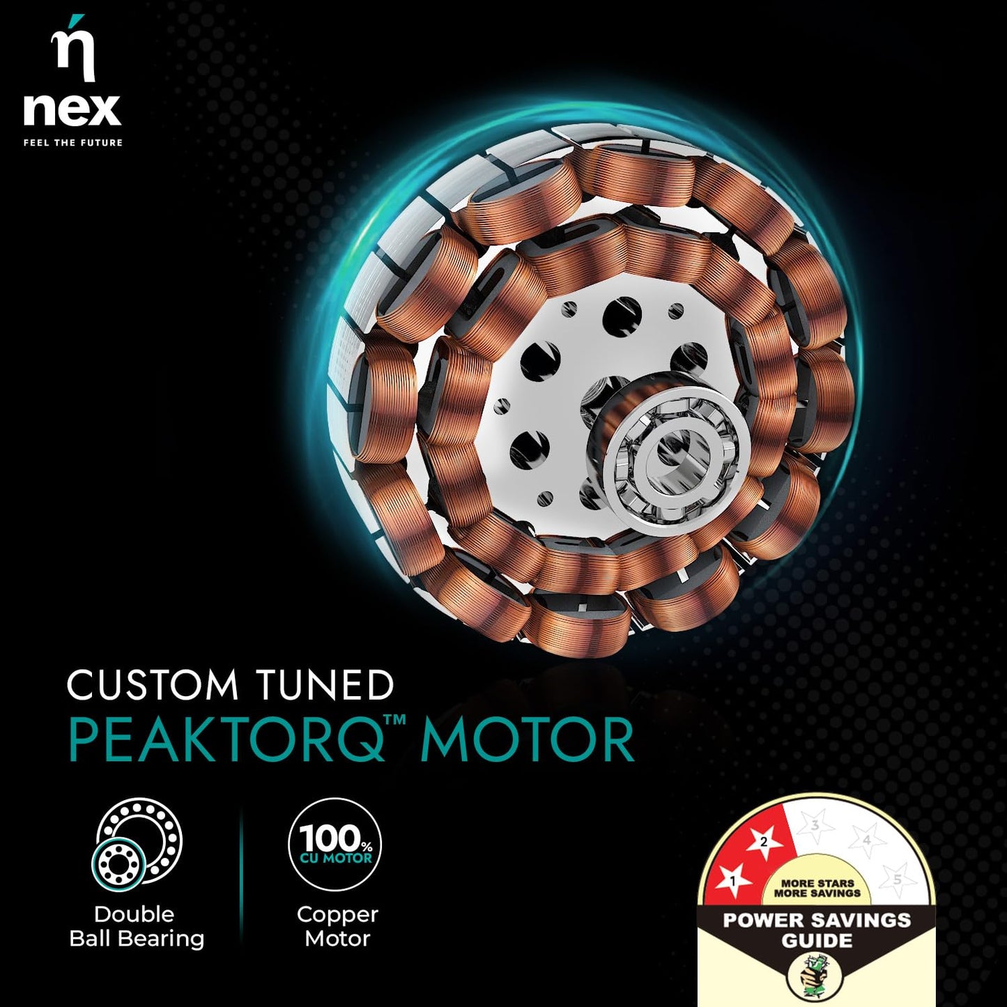 NNEX by BAJAJ Glyde A60 1200 MM | BEE 2 Star Rated Premium Ceiling Fan | 20% Higher Air Thrust* | Airfluence™ Al Blades | Adjustable Downrod | 2-Yr Warranty 【Blush】