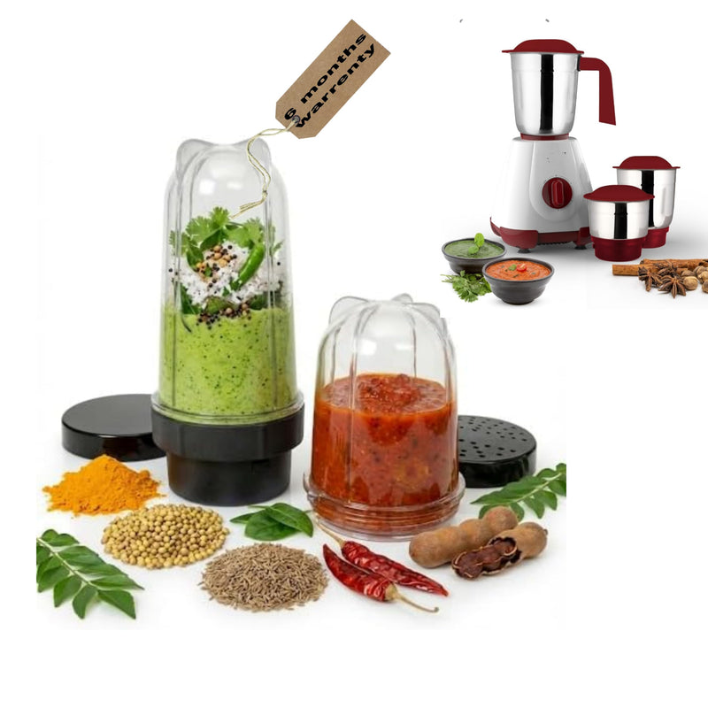 Nutri Mixer Jar Set (380 ml & 600 ml) with 4-Blade Assembly | BPA-Free Jars for Smoothies, Chutney, Dry Grinding & Juicing | Includes Storage Lids (compatible with maharaja whiteline smart)