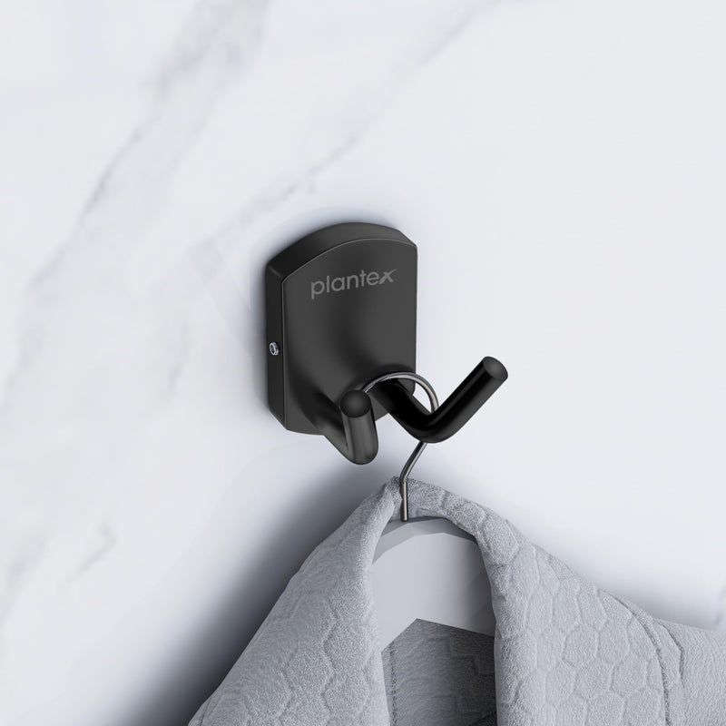 Plantex 304 Grade Stainless Steel Robe Hook/Robe Hooks for Bathroom/Cloth Hanger for Wall/Hooks/Bathroom Accessories - Black (Parv)-1