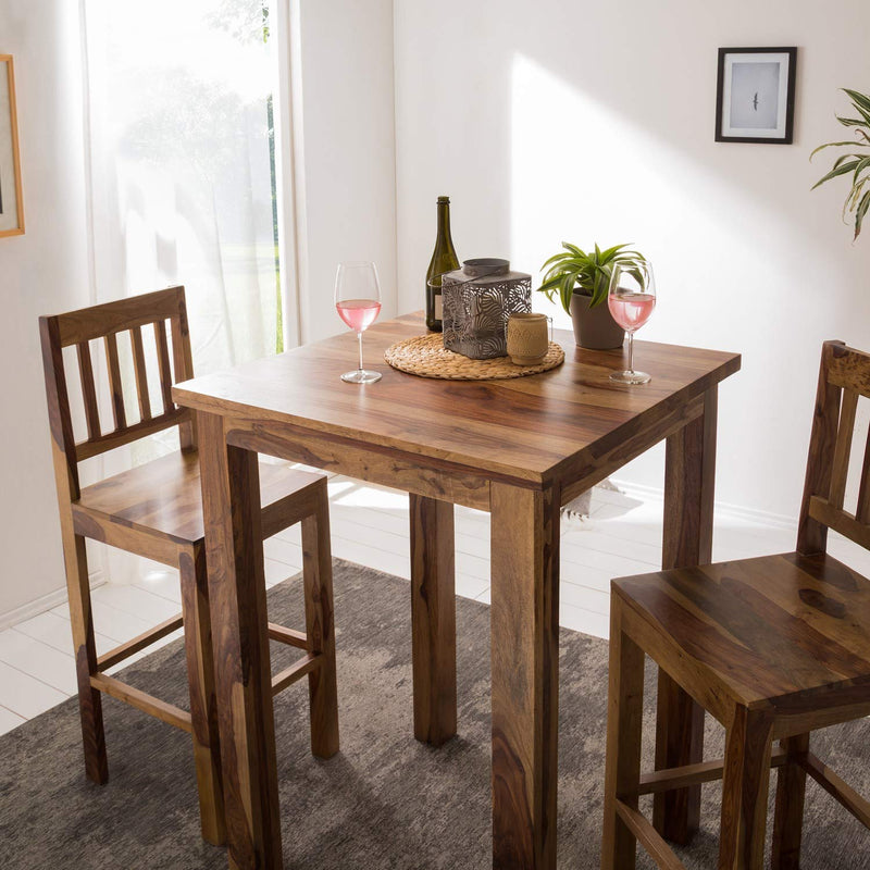 Solid Sheesham Wood Bar Dining Table 2 Seater Set Solid Wooden 2 Seater Bar Dining Table with Bar 2 Chairs Home