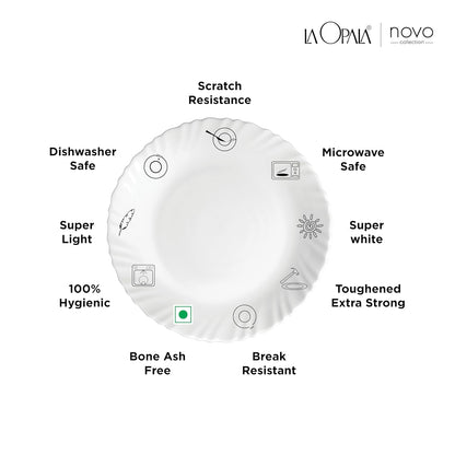 La Opala, Novo Collection Opal Glass Crockery | Cup & Saucer Princess, Set of 12 | Petite Roses, 150 ml | for Tea & Coffee | Microwave Safe | 100% Vegetarian | Extra Strong | Super Light | Super White