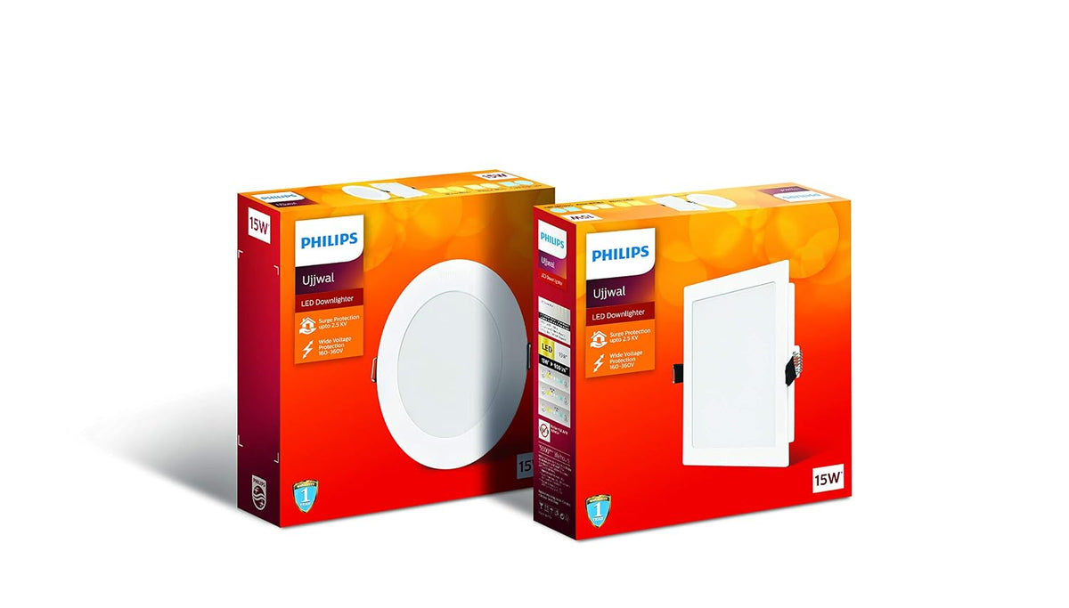 Philips Ujjwal 15W Round Recessed Downlighter (Cool Day Light) - 140MM Cut Out (15WRCDL1)