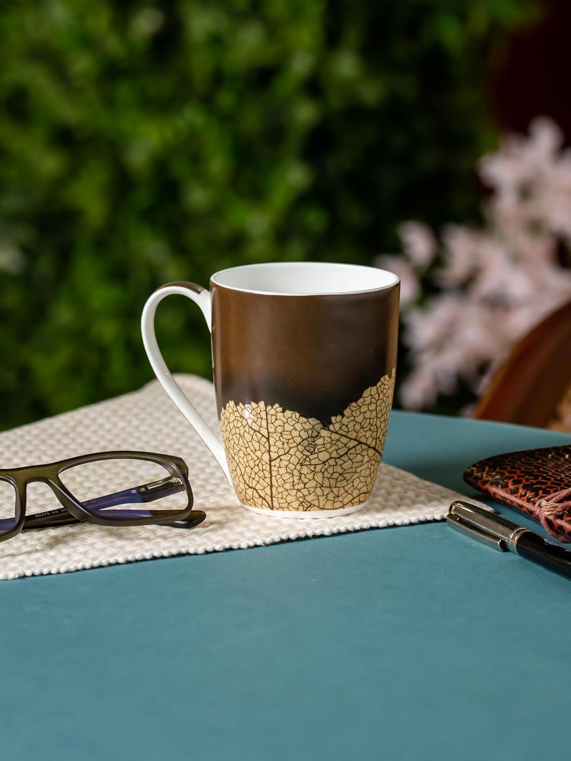 Clay Craft Fine Ceramic Oxford Printed Milk/Coffee Mug 1 Pc 300 ml Mugs for Coffee, Tea Mugs, Mugs for Gift, Ceramic Tea Cups, Reusable Mugs (Brown, Set of 1)