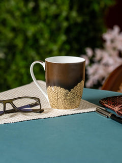 Clay Craft Fine Ceramic Oxford Printed Milk/Coffee Mug 1 Pc 300 ml Mugs for Coffee, Tea Mugs, Mugs for Gift, Ceramic Tea Cups, Reusable Mugs (Brown, Set of 1)