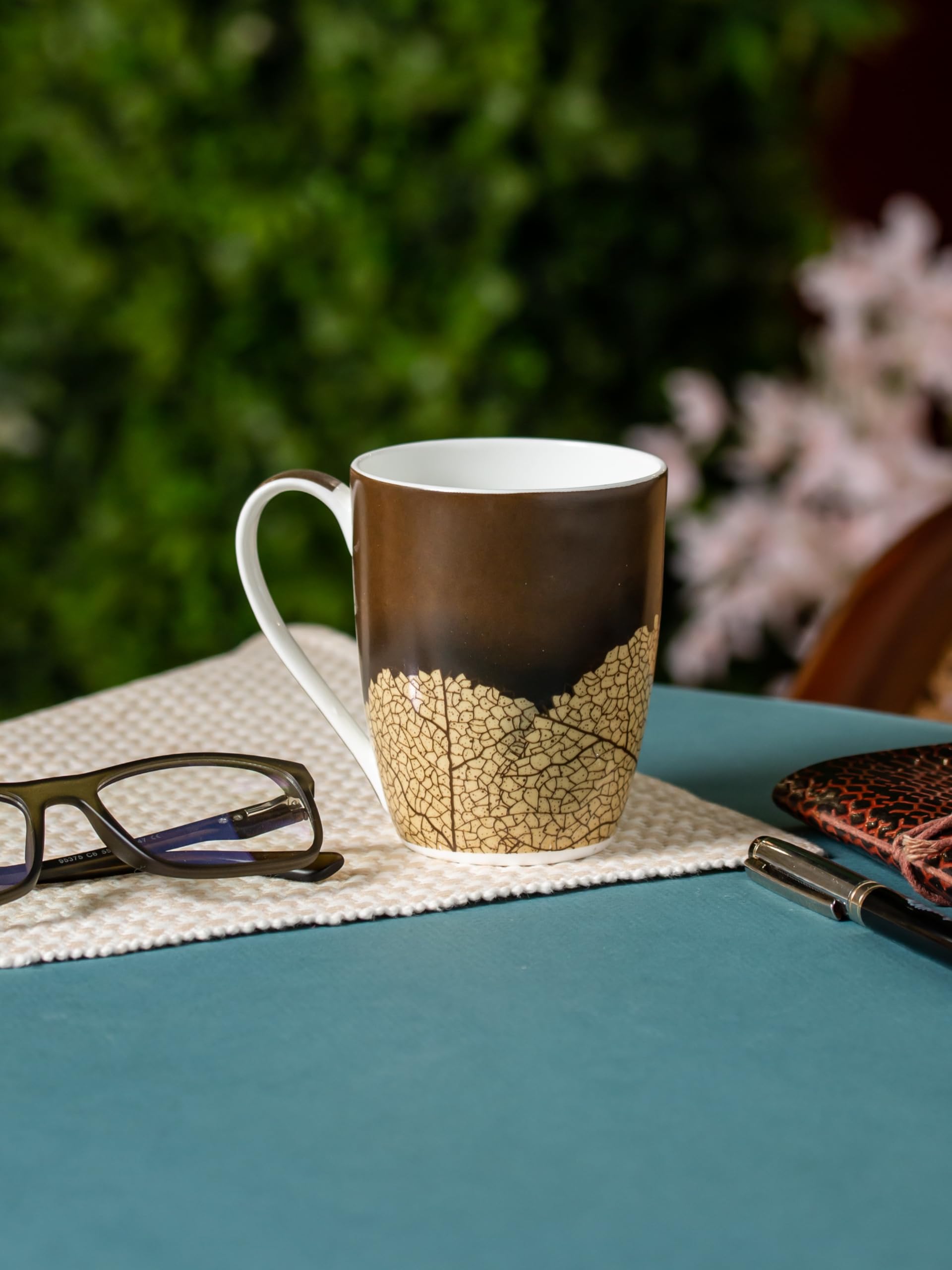 Clay Craft Fine Ceramic Oxford Printed Milk/Coffee Mug 1 Pc 300 ml Mugs for Coffee, Tea Mugs, Mugs for Gift, Ceramic Tea Cups, Reusable Mugs (Brown, Set of 1)