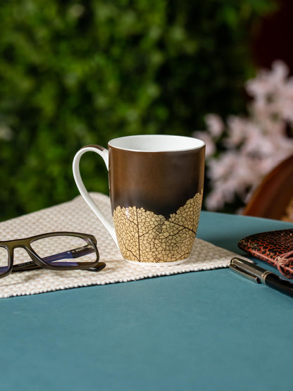 Clay Craft Fine Ceramic Oxford Printed Milk/Coffee Mug 1 Pc 300 ml Mugs for Coffee, Tea Mugs, Mugs for Gift, Ceramic Tea Cups, Reusable Mugs (Brown, Set of 1)