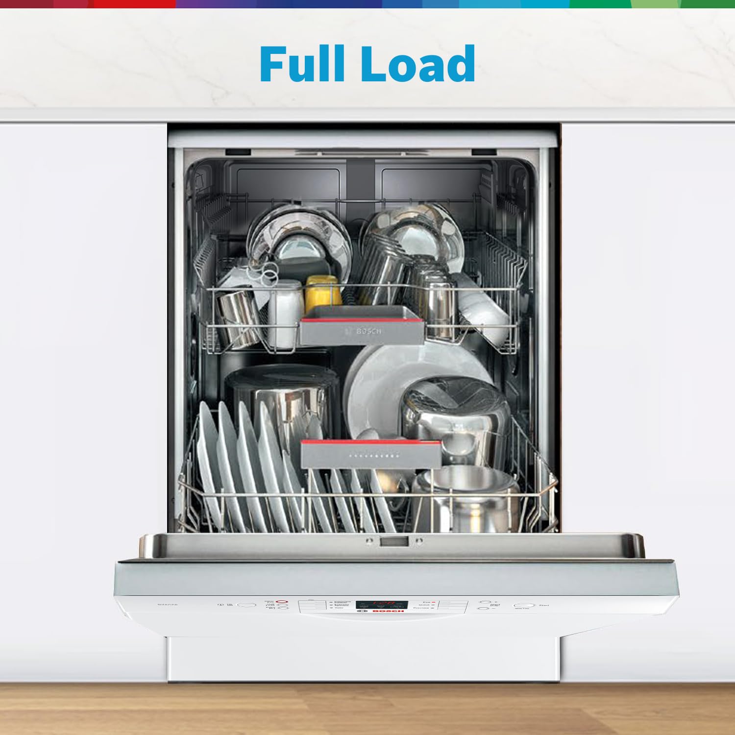 Bosch 13 Place Setting Dishwasher with Intensive Kadhai Program, No Pre-Rinse, 70⁰ Hot water wash, Half Load Option & Extra Cutlery Box - (SMS66GW01I, White, Glass Protection Technology)