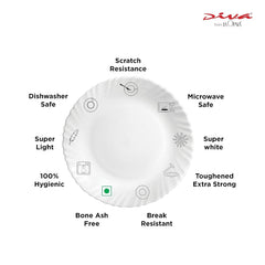 La Opala Diva, Opal Glass Crockery | Cup & Saucer Tulip Large, Set of 12 | Soul Passion, 220 ml | for Tea & Coffee | Microwave Safe | 100% Vegetarian | Extra Strong | Super Light | Super White