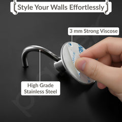 Plantex Wall Hanging Hook/Bath Towel Hook/Self Adhesive Round Robe Hooks for Kitchen/Bathroom/Stylish Home Decor Items - Pack of 4 (Chrome)-3