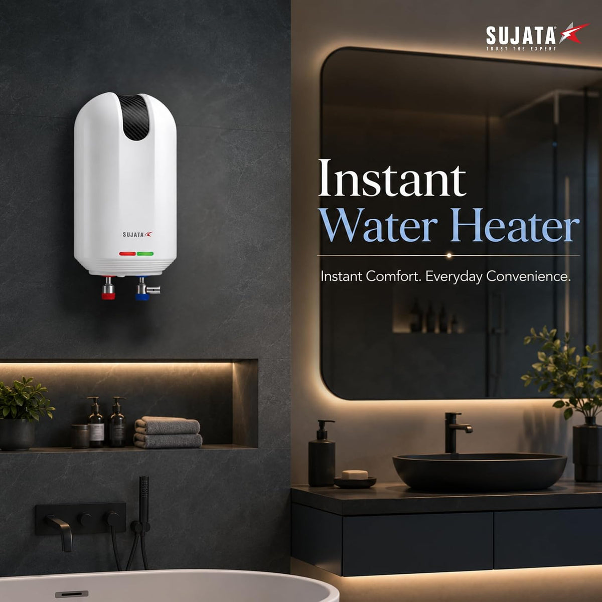 Sujata IWH 45 3 Litre Instant Water Heater | 5 Years Warranty on Inner Tank (White)