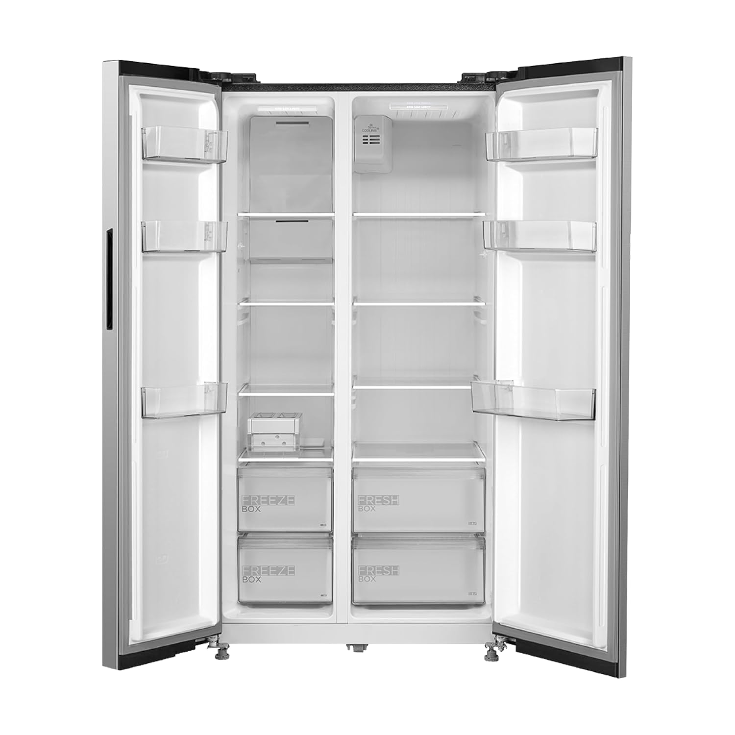 Midea 563 L Inverter Compressor with Multi Air Flow Cooling, Digital Display, Side by Side Refrigerator (MDRS710FGF46, Portable Ice Maker, Frost Free, Bru-Steel Finish)