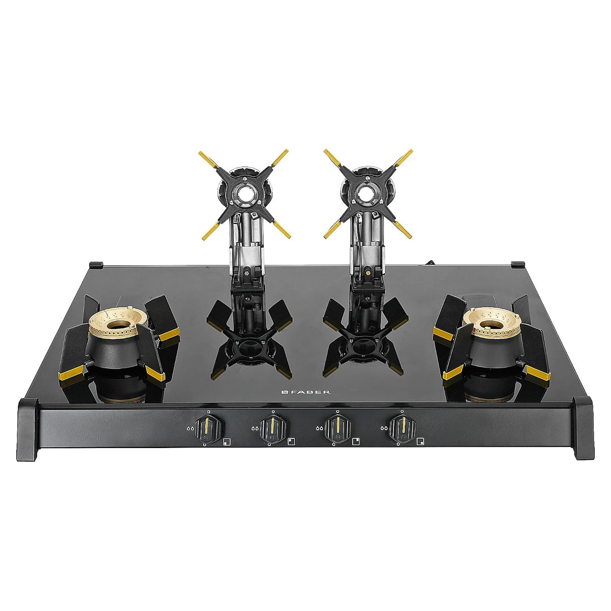 Faber Liftable Burners Freestanding Cooktop | Genius 804 AI BK | 80cm Width | Brass Burners | Manual Ignition | ABS Knob
