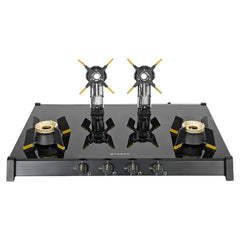 Faber Liftable Burners Freestanding Cooktop | Genius 804 AI BK | 80cm Width | Brass Burners | Manual Ignition | ABS Knob