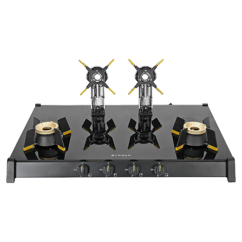 Faber Liftable Burners Freestanding Cooktop | Genius 804 AI BK | 80cm Width | Brass Burners | Manual Ignition | ABS Knob