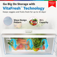 BOSCH MaxFlex Convert 302 L 3 Star Inverter Frost Free Triple Door Refrigerator (CMC33K03NI, 8-in-1 Convertible, UV Protected Body Shield, VitaFresh Technology, Adaptive UI, Sparkly Steel)