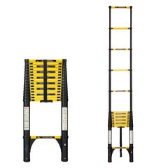 Corvids 6.3m (21 ft) Folding Carbon Steel Telescopic Ladder, 2-Year Warranty, 16-Step Heavy Duty Extension Ladder, Q195 Rustproof Alloy Steel, Portable & Collapsible Ladder for Home & Outdoor use