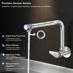 Plantex Pure Brass Wall Mounted Kitchen Sink Tap Faucet/360‚° Rotating Water Tap for Kitchen Basin & Wash Basin/Sink Tap (DOL-4301, Chrome) - 7 Year Warranty-3