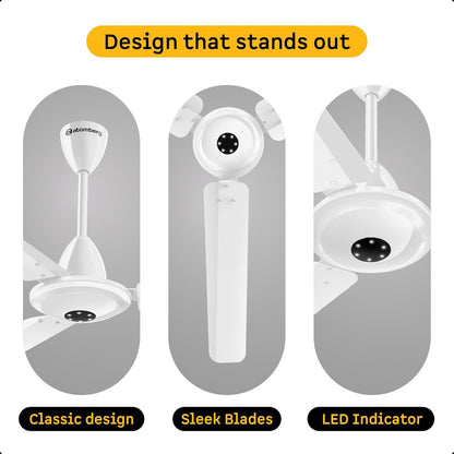 atomberg Efficio Alpha 1200mm BLDC Ceiling Fan with Remote Control | BEE 5 star Rated Energy Efficient Ceiling Fan | High Air Delivery with LED Indicators | 2 Year Warranty (Gloss White)