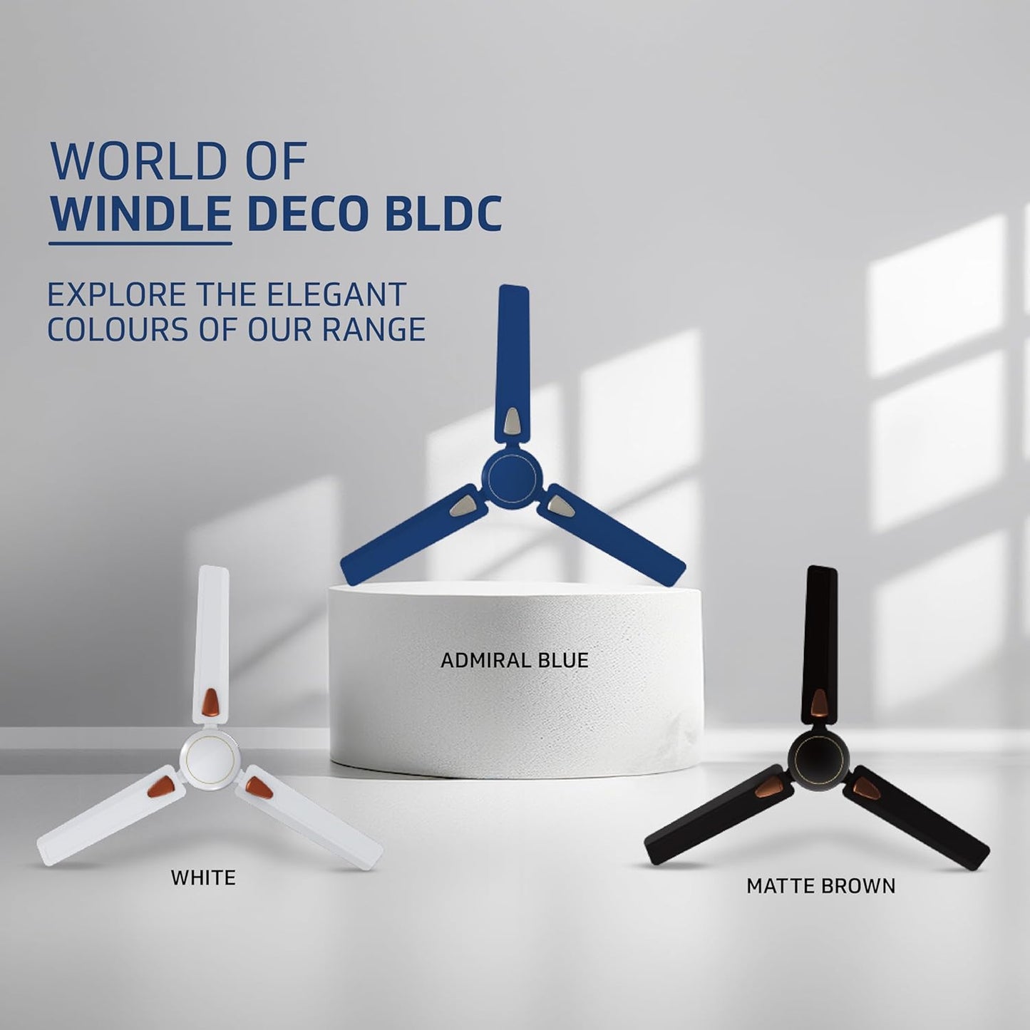 V-Guard Windle Deco BLDC Ceiling Fan for Home | BEE 5 Star Rating | Remote Control | 380 RPM | 1.2 meters | 2-Year Coverage | Admiral Blue