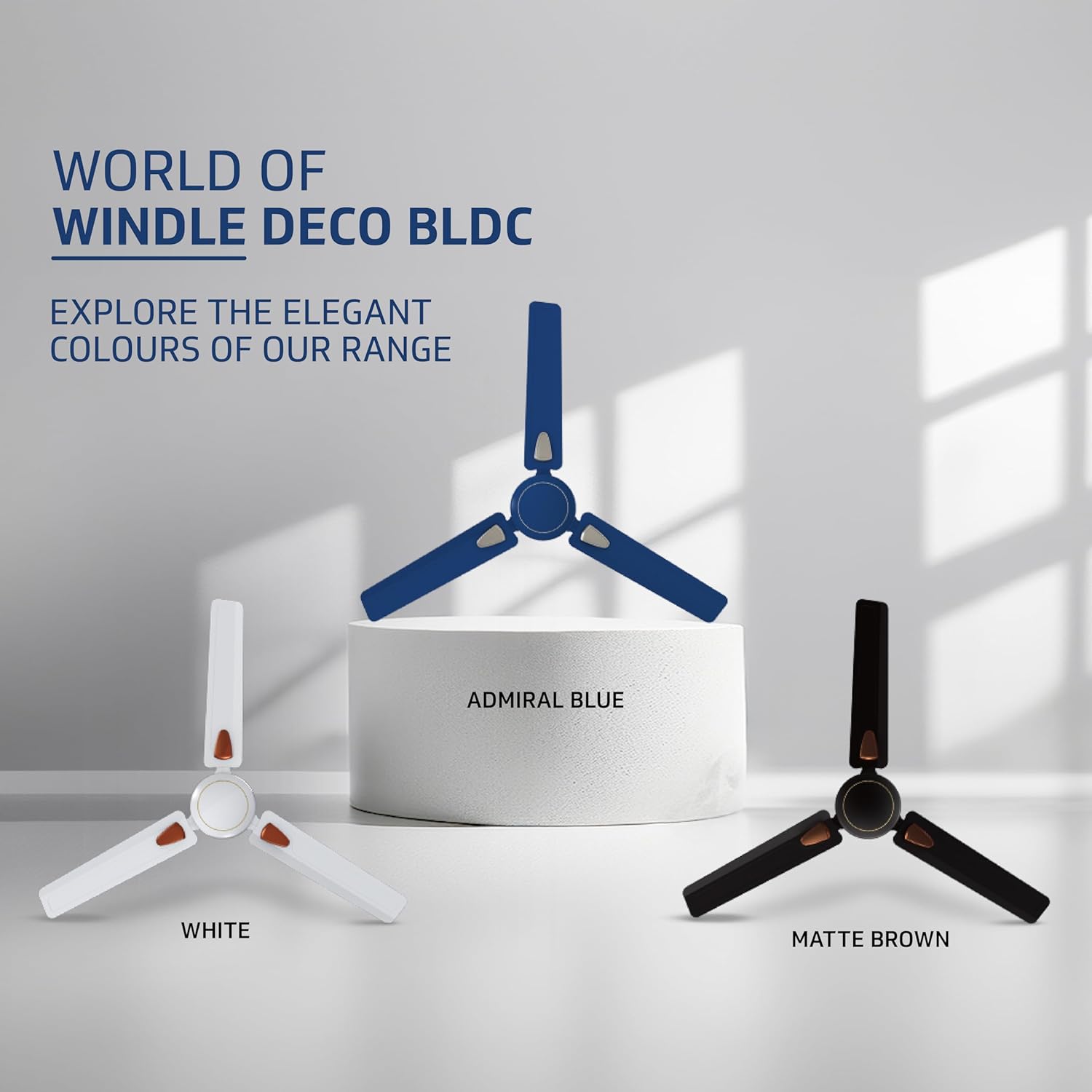 V-Guard Windle Deco BLDC Ceiling Fan for Home | BEE 5 Star Rating | Remote Control | 380 RPM | 1.2 meters | 2-Year Coverage | Admiral Blue