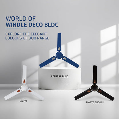 V-Guard Windle Deco BLDC Ceiling Fan for Home | BEE 5 Star Rating | Remote Control | 380 RPM | 1.2 meters | 2-Year Coverage | Admiral Blue