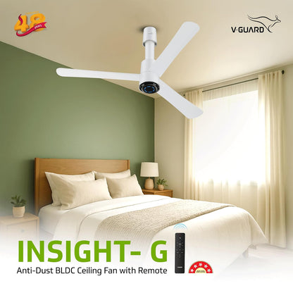 V-Guard Insight-G Premium BLDC Ceiling Fan For Home | 6 Speed Settings | 5-Star Energy Saving | Convenient Remote Control | High-Speed 100% Copper Motor | 1.2M (Blossom White Matte)
