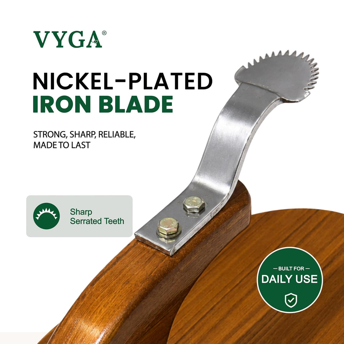 Vyga Curv Teakwood Coconut Scraper with Protection Cap